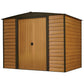 Arrow Woodridge 8' x 6' Steel Storage Shed Coffee/Woodgrain - mygreenhousestore.com