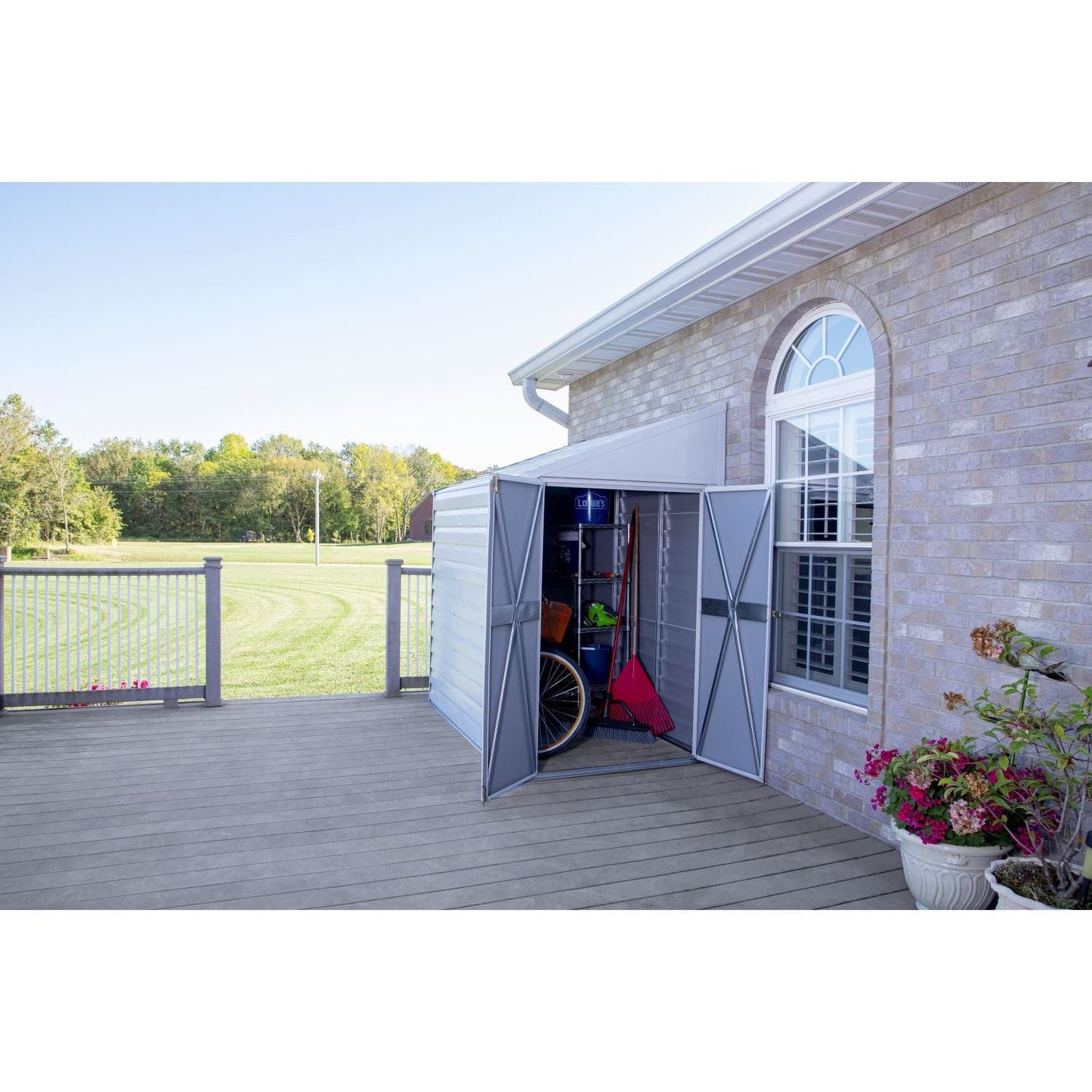 Arrow Yardsaver 4' x 7' Steel Storage Shed Pent Roof Eggshell - mygreenhousestore.com