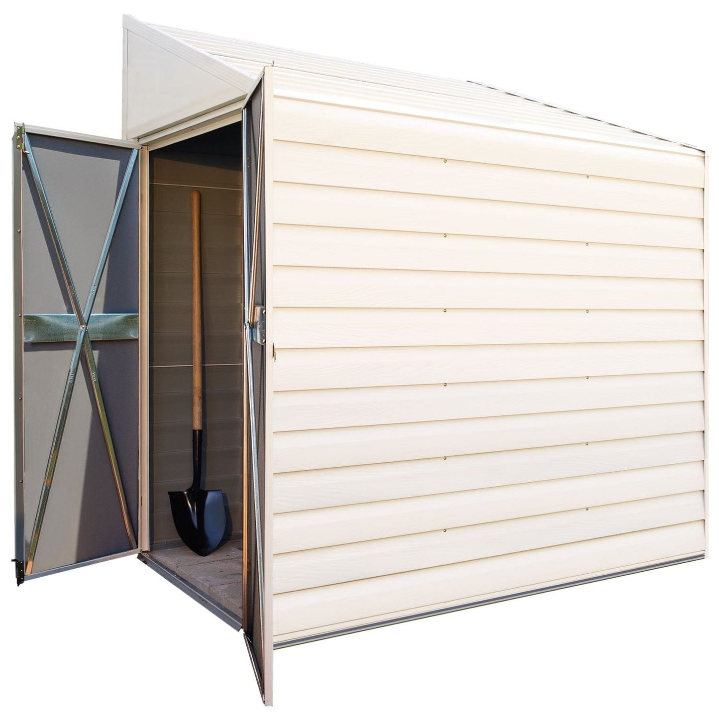 Arrow Yardsaver 4' x 7' Steel Storage Shed Pent Roof Eggshell - mygreenhousestore.com