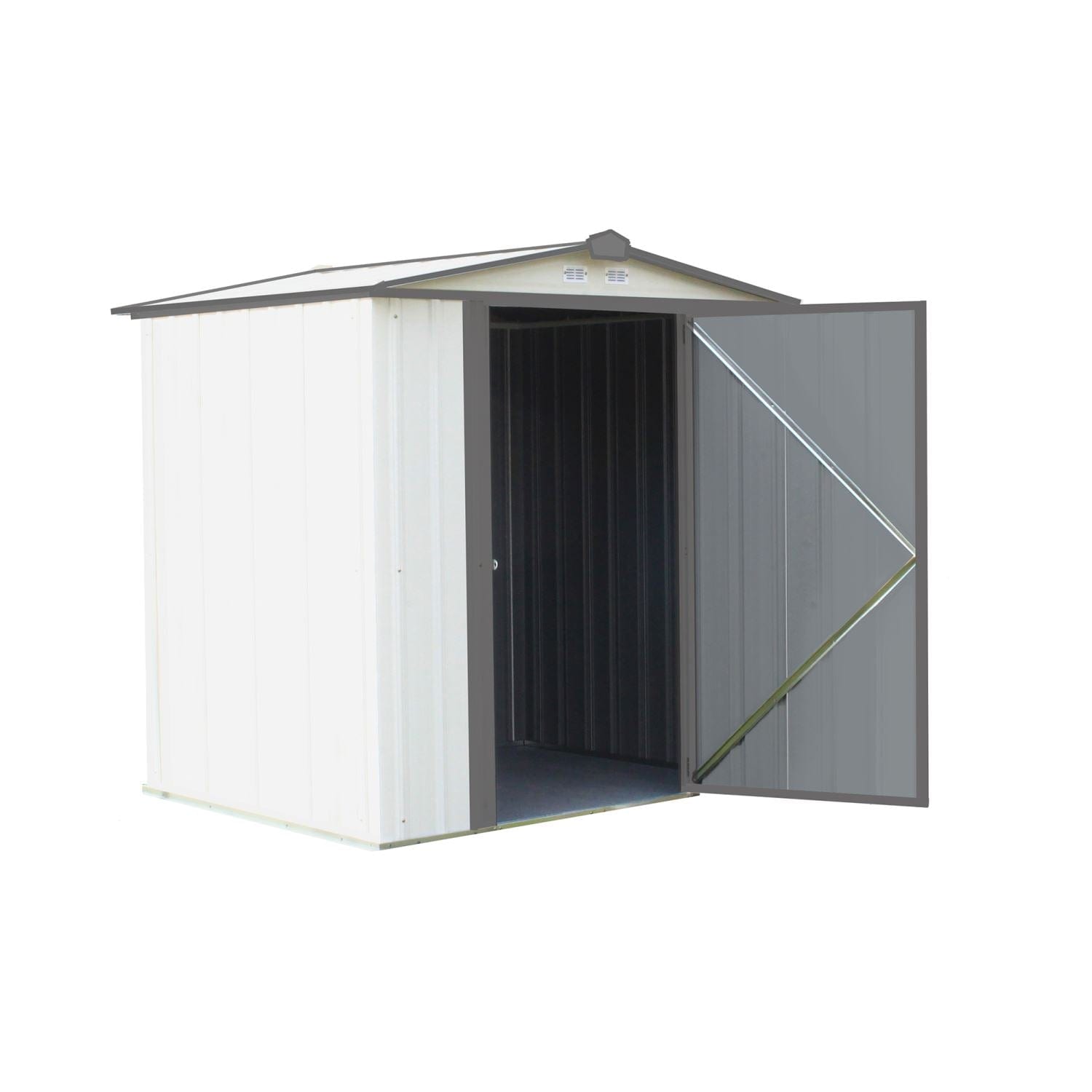 Arrow Sheds & Storage Buildings Arrow | EZEE Shed Steel Storage 6x5 ft. Galvanized Low Gable Cream with Charcoal Trim EZ6565LVCRCC