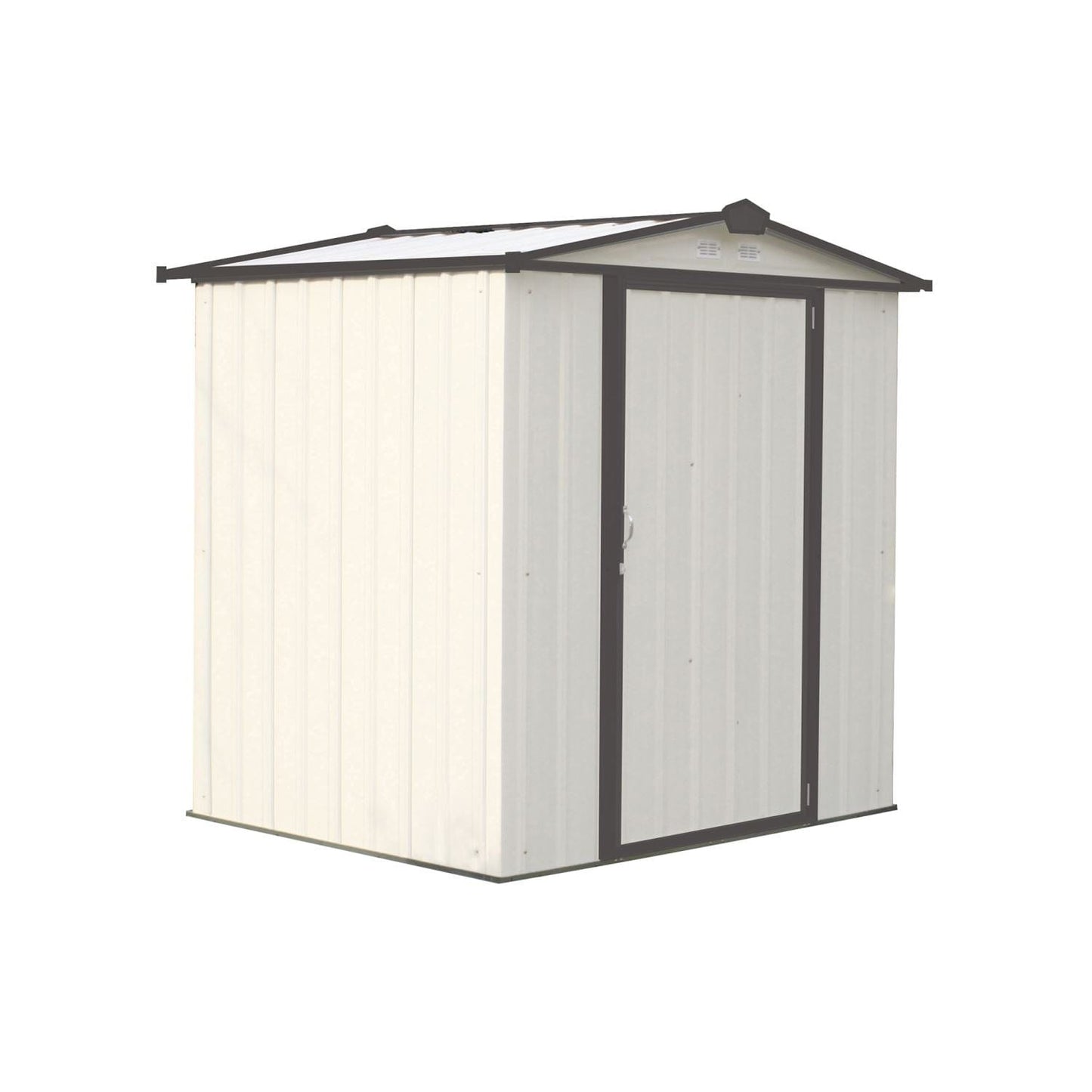 Arrow Sheds & Storage Buildings Arrow | EZEE Shed Steel Storage 6x5 ft. Galvanized Low Gable Cream with Charcoal Trim EZ6565LVCRCC