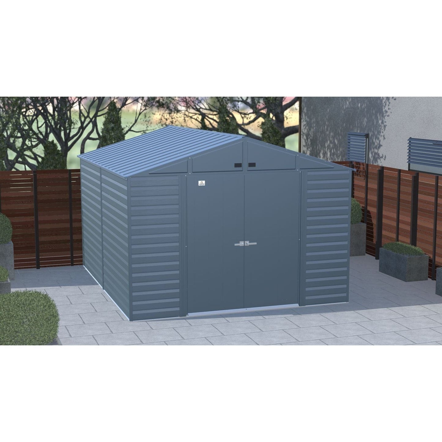 Arrow Sheds & Storage Buildings Arrow | Select Gable Roof Steel Storage Shed, 10x12 ft., Blue Grey SCG1012BG