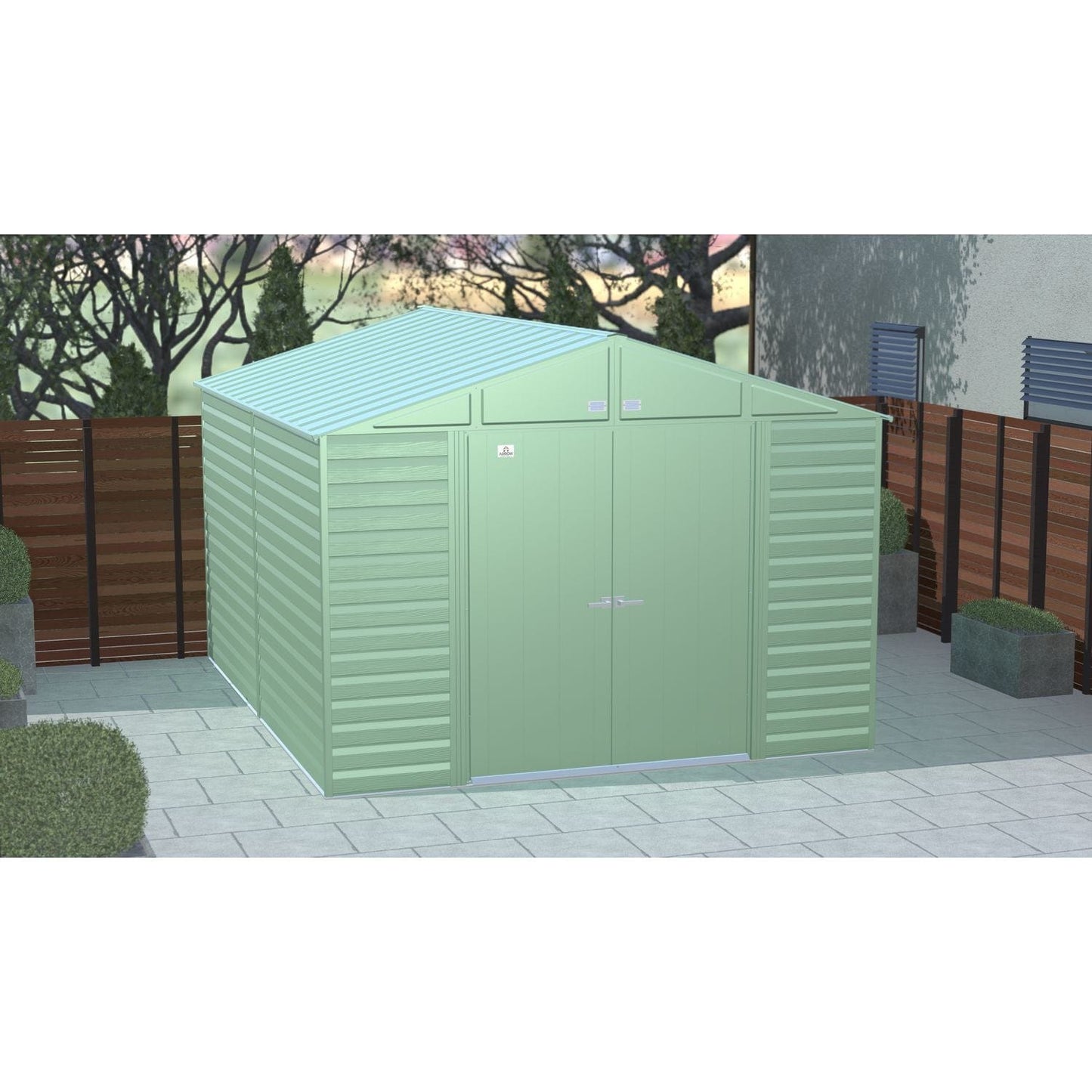 Arrow Sheds & Storage Buildings Arrow | Select Gable Roof Steel Storage Shed, 10x12 ft., Sage Green SCG1012SG