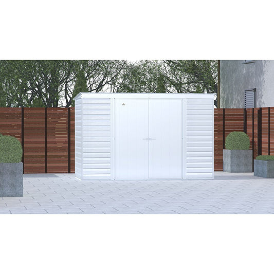Arrow Sheds & Storage Buildings Arrow | Select Pent Roof Steel Storage Shed, 10x4 ft., Flute Grey SCP104FG