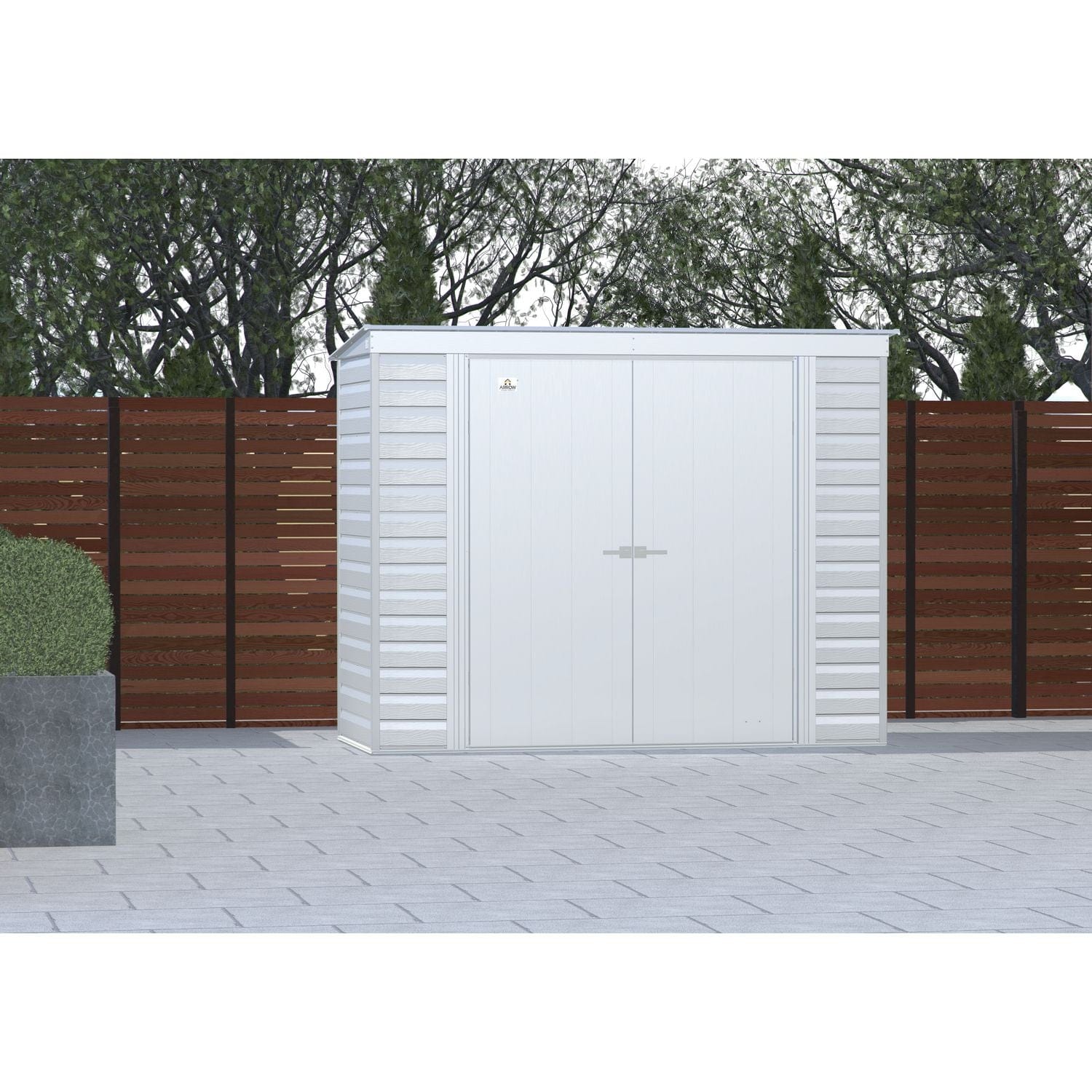 Arrow Sheds & Storage Buildings Arrow | Select Pent Roof Steel Storage Shed, 8x4 ft., Flute Grey SCP84FG