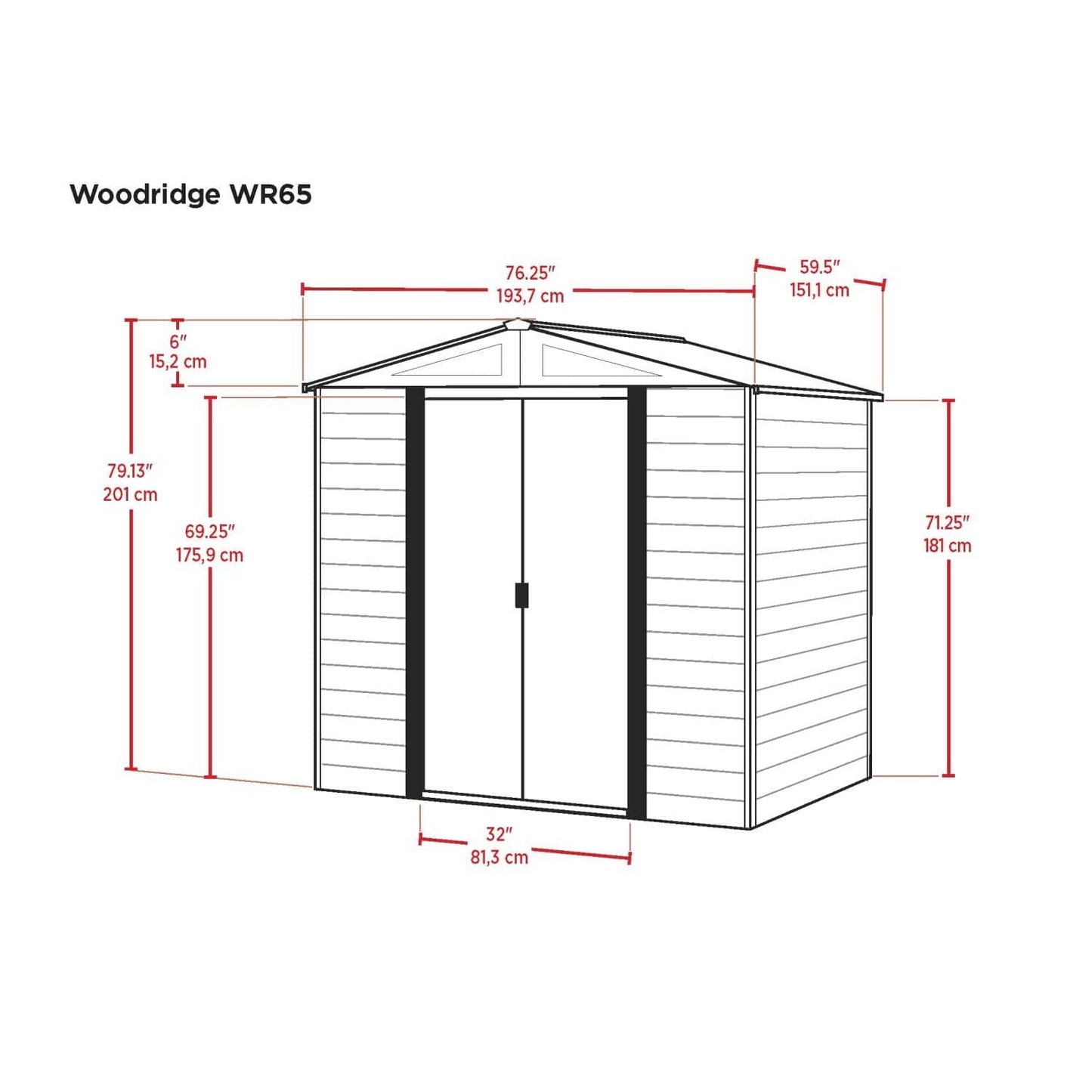 Arrow Sheds & Storage Buildings Arrow | Woodridge 6x5 ft. Steel Storage Shed Coffee/Woodgrain WR65