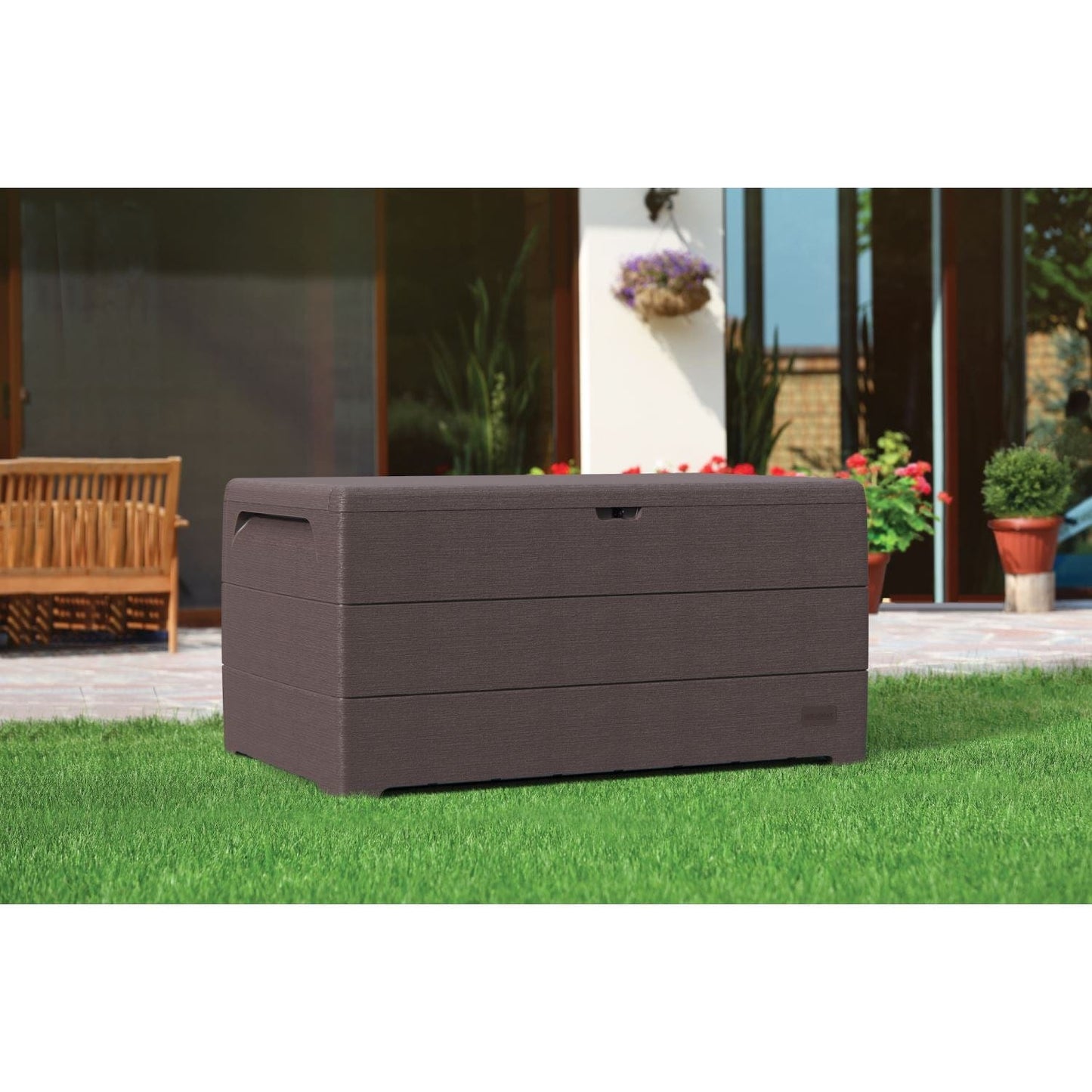 Duramax Deck Boxes DuraMax | Deck Box Cedar Grain 110 Gallon Brown 86602