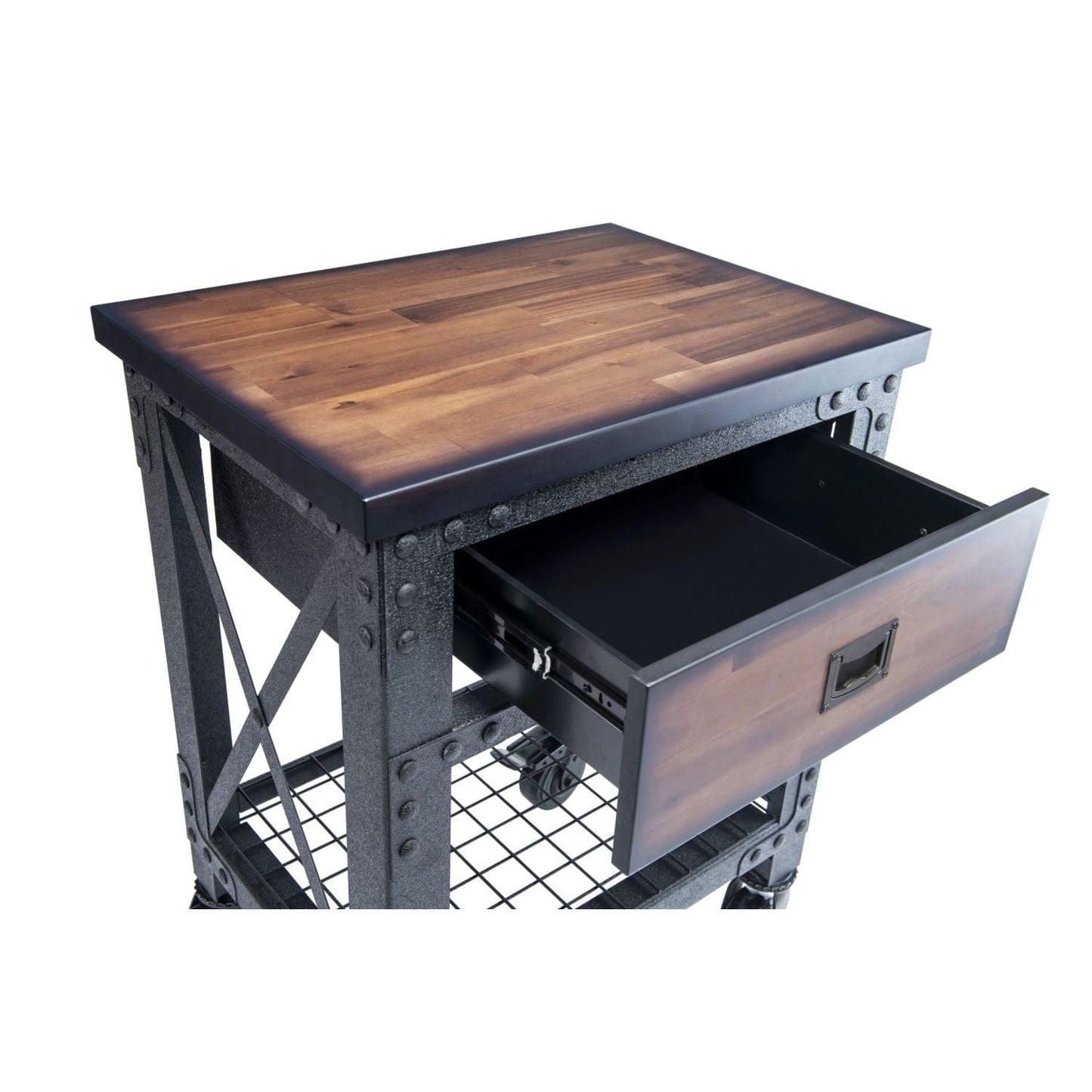 Duramax Furnitures DuraMax | 27.6 In. x 20 In. 1 Drawer Rolling Industrial Workbench with Wood Top 68003