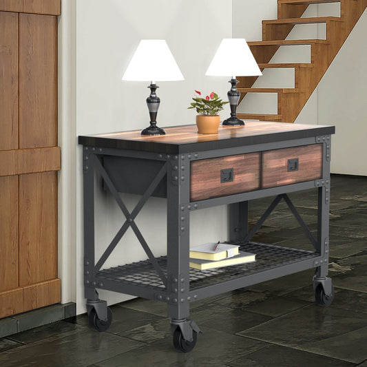 Duramax Furnitures DuraMax | 48 In x 24 In. 2 Drawer Rolling Industrial Workbench With Wood Top 68002