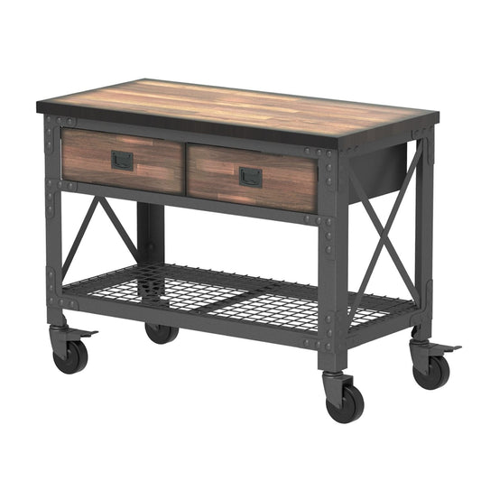 Duramax Furnitures DuraMax | 48 In x 24 In. 2 Drawer Rolling Industrial Workbench With Wood Top 68002