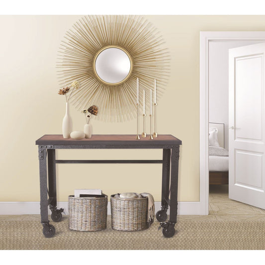 Duramax Furnitures DuraMax | 52 In. x 24 In. Rolling Industrial Worktable Desk with Solid Wood Top 68022