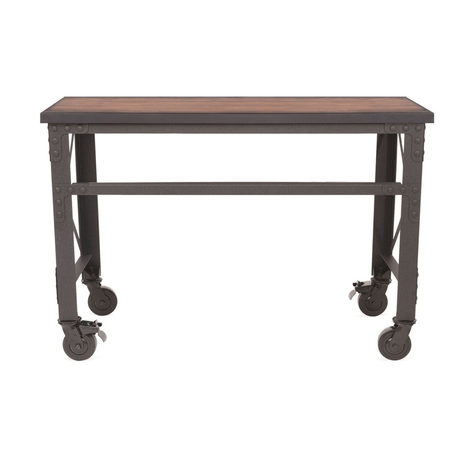 Duramax Furnitures DuraMax | 52 In. x 24 In. Rolling Industrial Worktable Desk with Solid Wood Top 68022