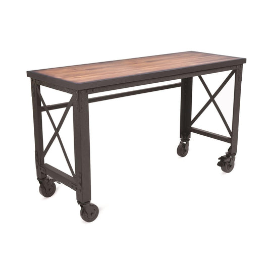 Duramax Furnitures DuraMax | 62 In. x 24 In. Rolling Industrial Worktable Desk with solid wood top 68021