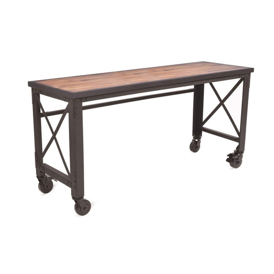 Duramax Furnitures DuraMax | 72 In. x 24 In. Rolling Industrial Worktable Desk With Solid Wood Top 68020
