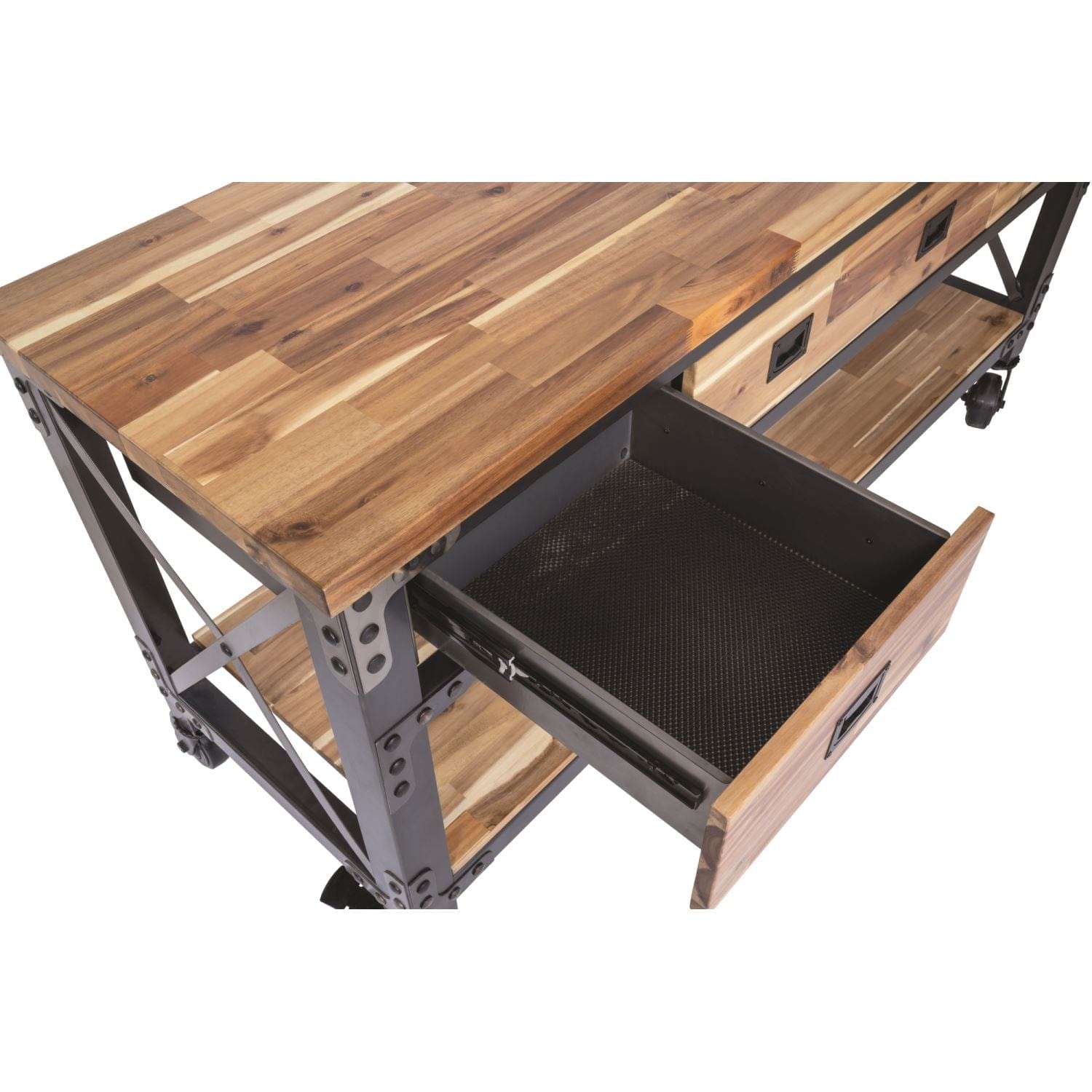 Duramax Furnitures DuraMax | Darby 72" Industrial Metal & Wood Kitchen Island Desk With Drawers 68051