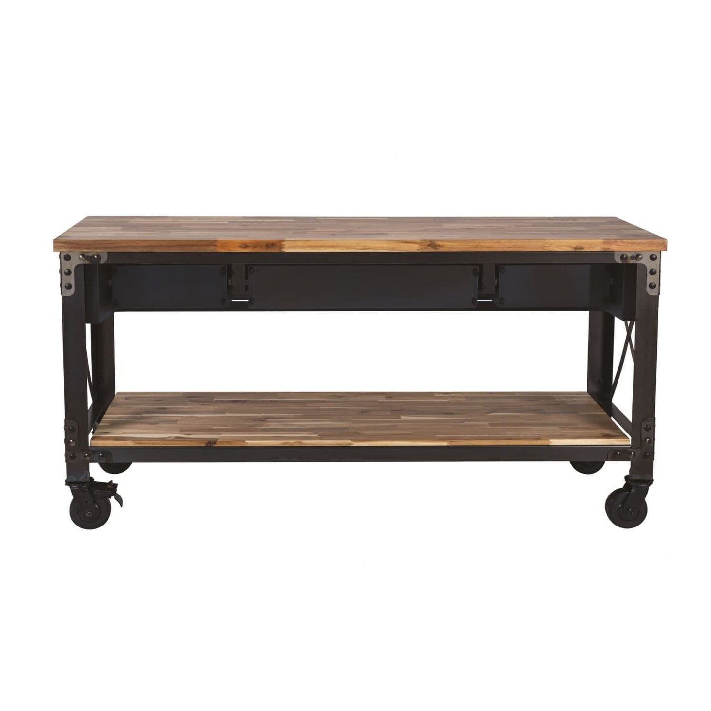 Duramax Furnitures DuraMax | Darby 72" Industrial Metal & Wood Kitchen Island Desk With Drawers 68051