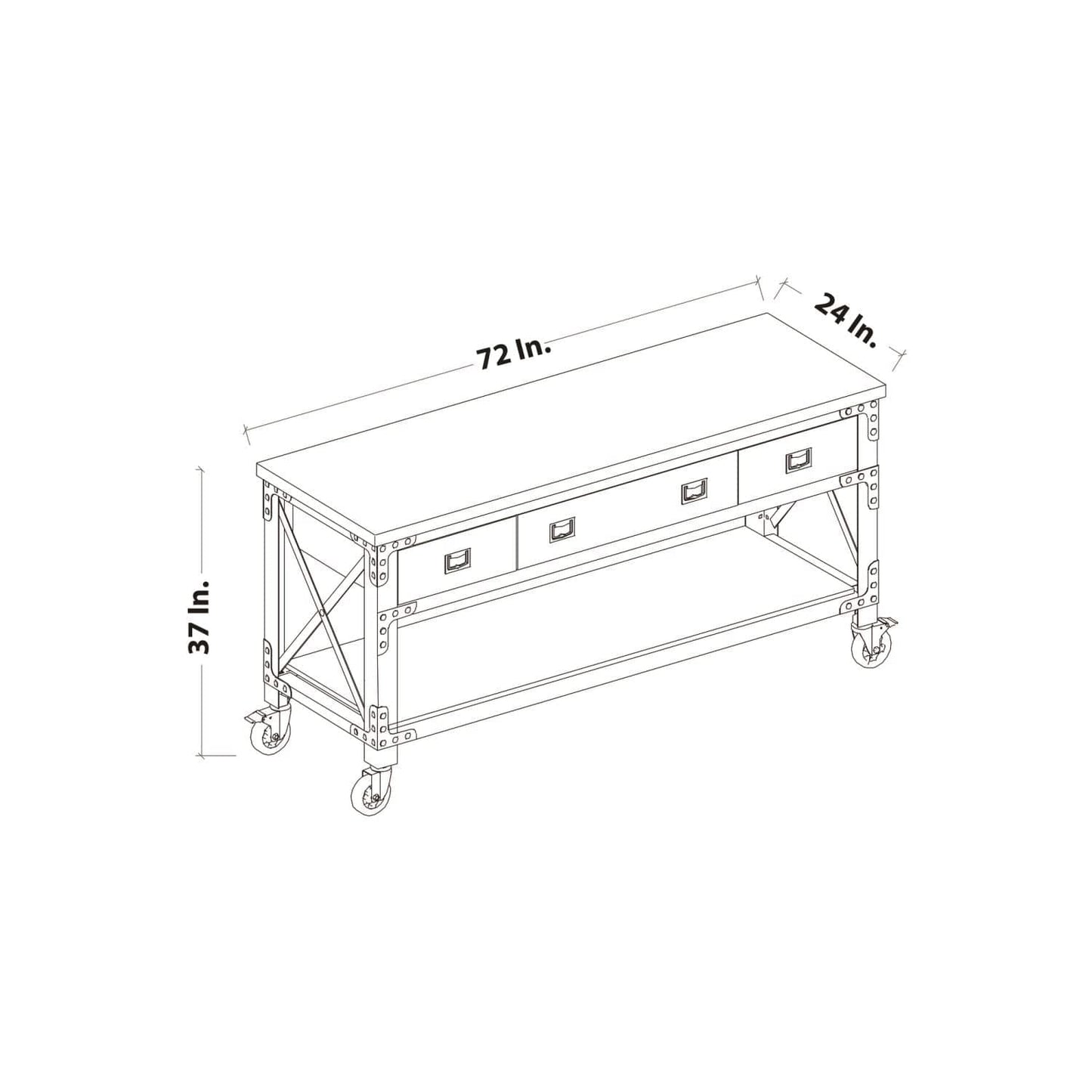 Duramax Furnitures DuraMax | Darby 72" Industrial Metal & Wood Kitchen Island Desk With Drawers 68051