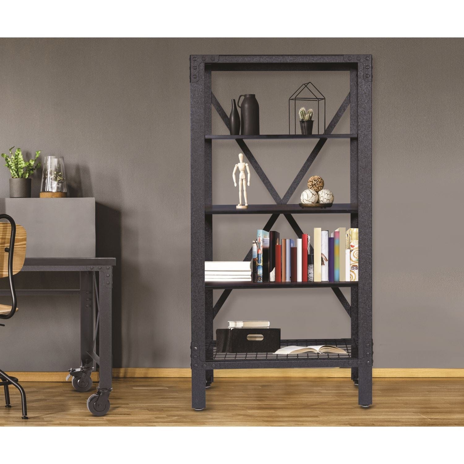 Duramax Furnitures DuraMax | Industrial Metal and Wood Storage Bookcase 68060