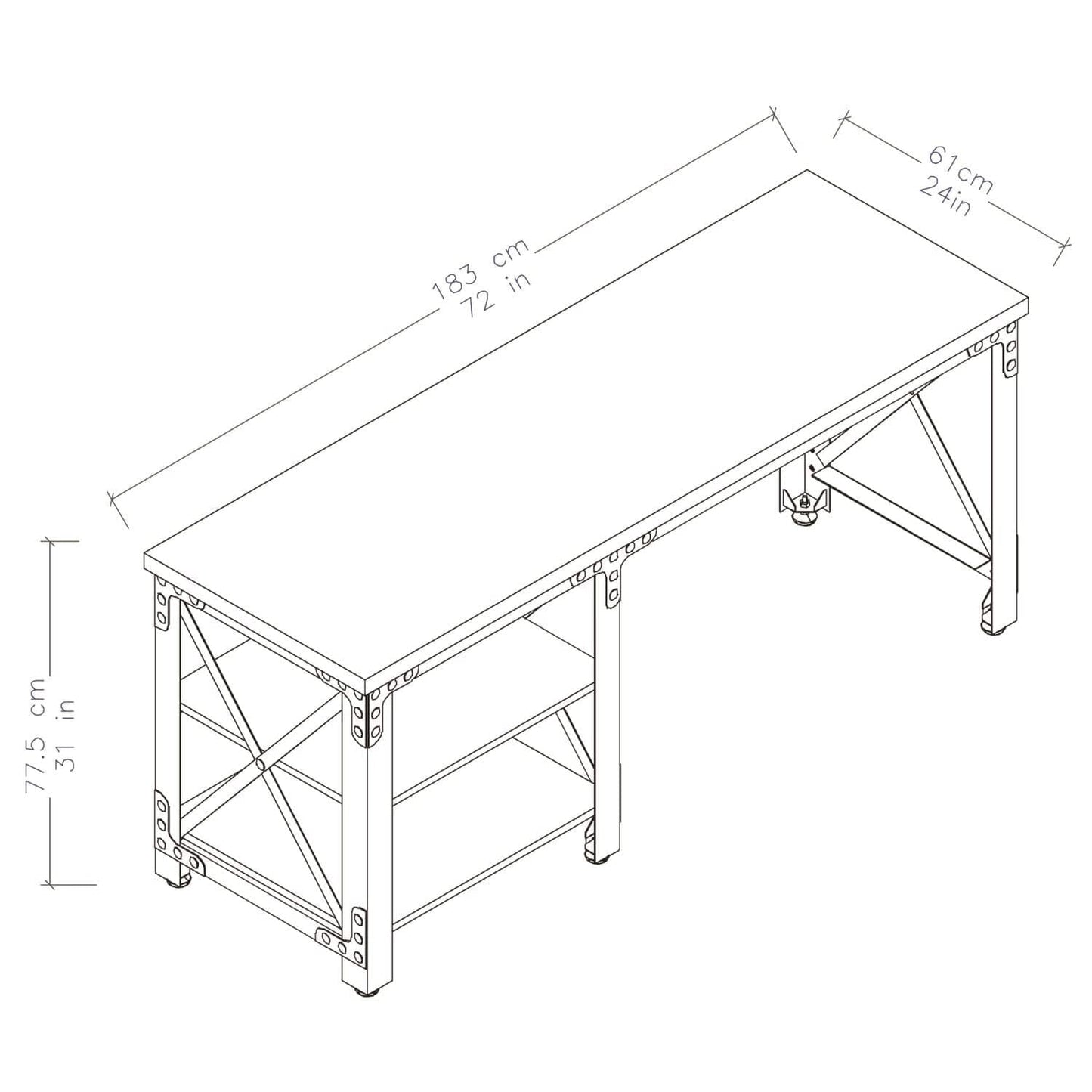 Duramax Furnitures DuraMax | Weston 72" Industrial Metal & Wood desk with shelves 68052