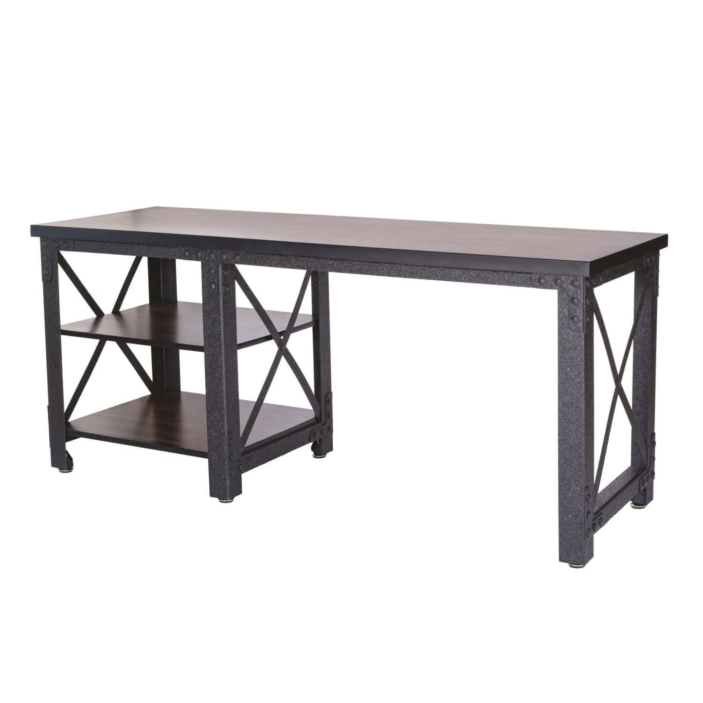 Duramax Furnitures DuraMax | Weston 72" Industrial Metal & Wood desk with shelves 68052