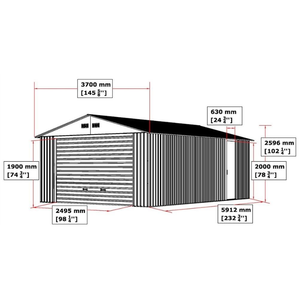 Duramax Metal Garage Kit DuraMax | Imperial Metal Garage 12X20 Dark Gray with White | Western States 50951_CA