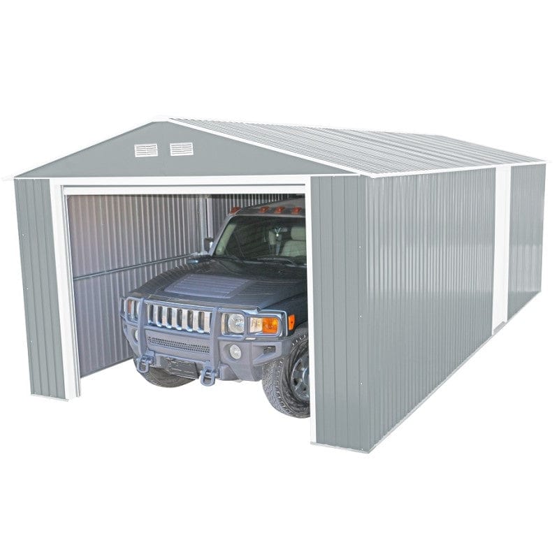 Duramax Metal Garage Kit DuraMax | Imperial Metal Garage 12X20 Light Grey With Off White Trim | Eastern States 50952_NJ