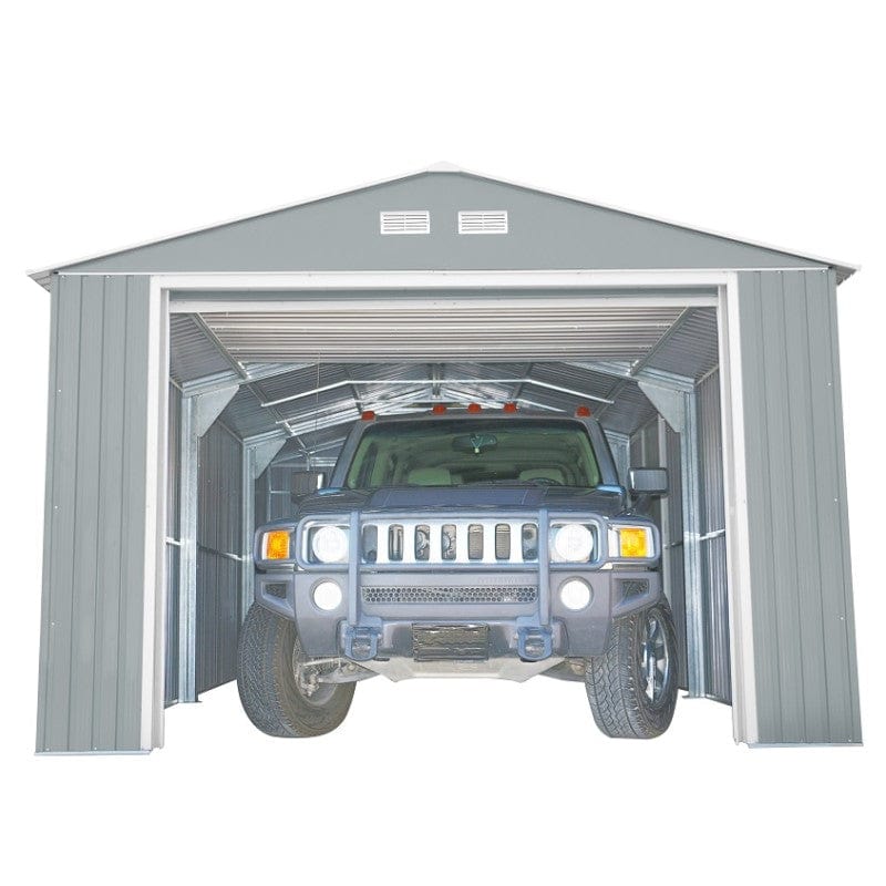 Duramax Metal Garage Kit DuraMax | Imperial Metal Garage 12X20 Light Grey With Off White Trim | Eastern States 50952_NJ