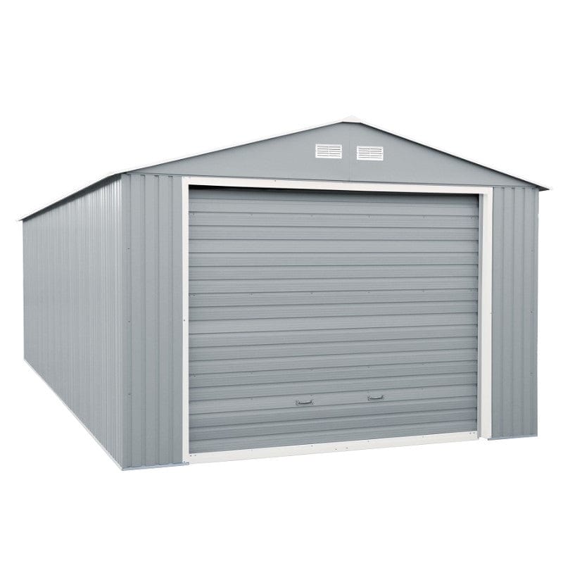 Duramax Metal Garage Kit DuraMax | Imperial Metal Garage 12X26 Light Grey With Off White Trim | Eastern States 55152_NJ