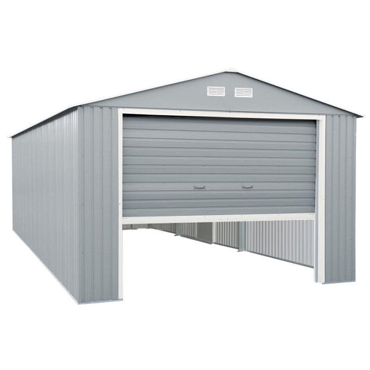 Duramax Metal Garage Kit DuraMax | Imperial Metal Garage 12X26 Light Grey With Off White Trim | Eastern States 55152_NJ