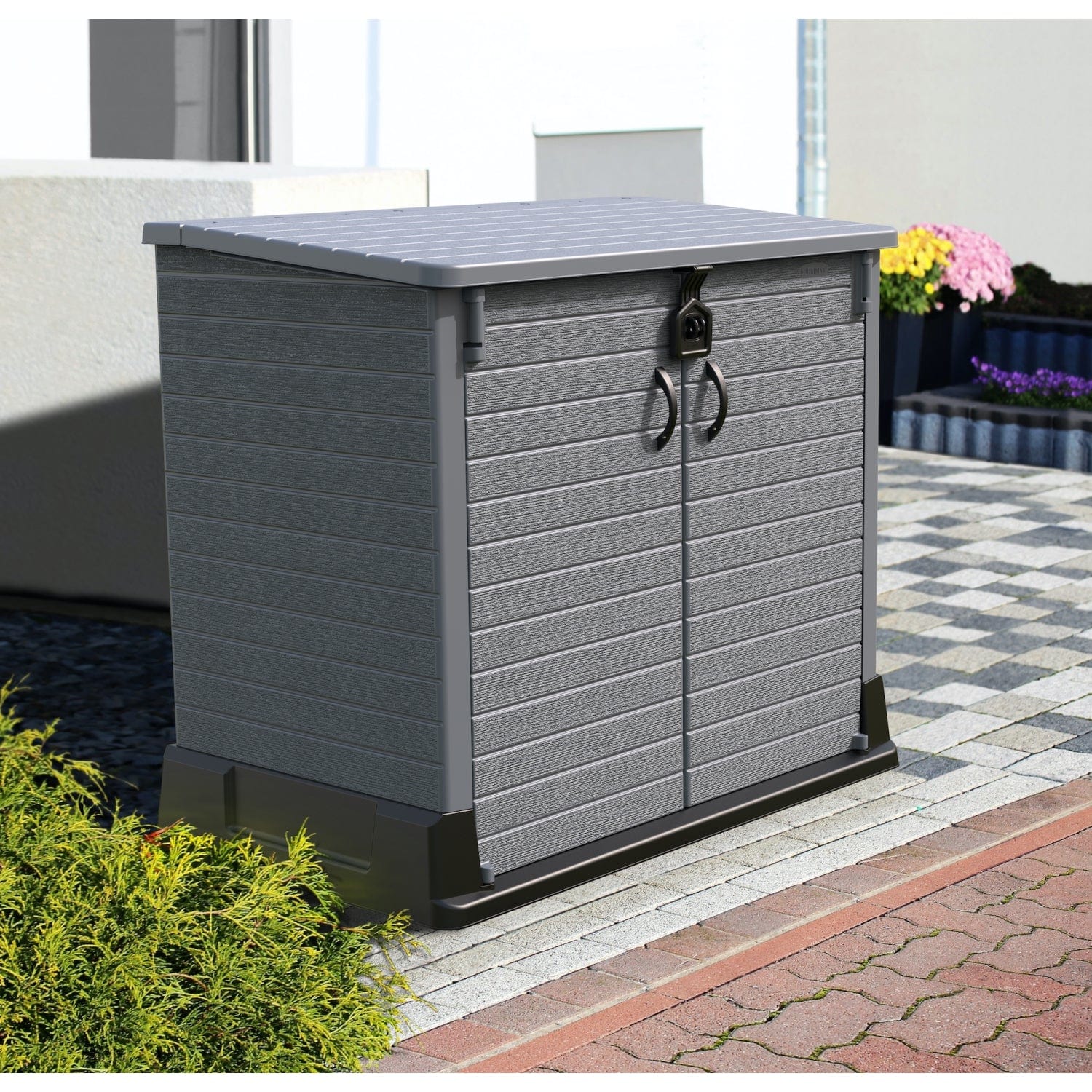 Duramax shed cabinet DuraMax | Heavy Plastic StoreAway Multipurpose Horizontal Shed with Flat Lid - 1200L - Gray 86630