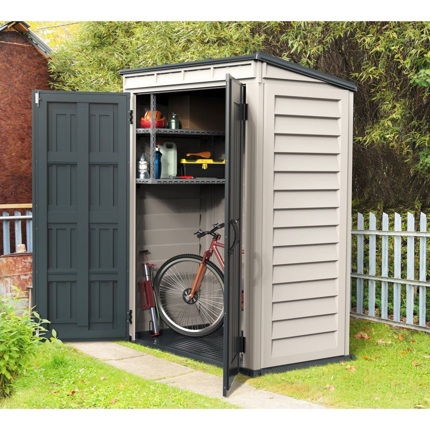 Duramax Vinyl Storage Shed Kit with Floor DuraMax | Vinyl Storage Shed YardMate Pent Plus 5' x 3' x 6' with Floor | Eastern States 05325_NJ