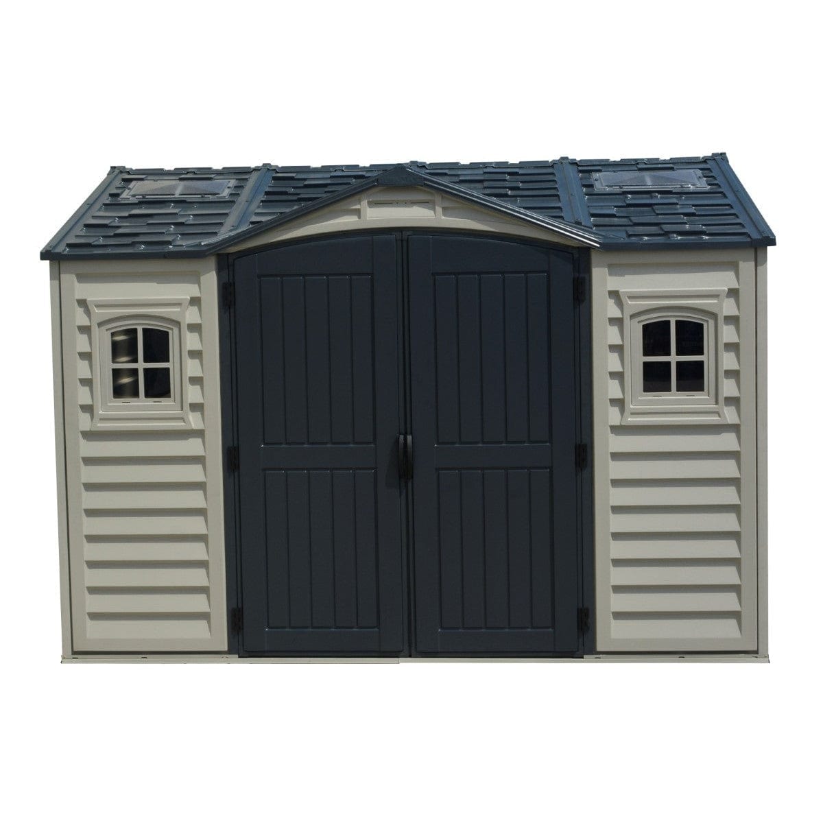 Duramax Vinyl Storage Shed Kit with Foundation DuraMax | Vinyl Storage Shed Apex Pro 10.5' x 8' x 6' with Foundation, 2 Windows & a Sidedoor | Eastern States 40116_NJ