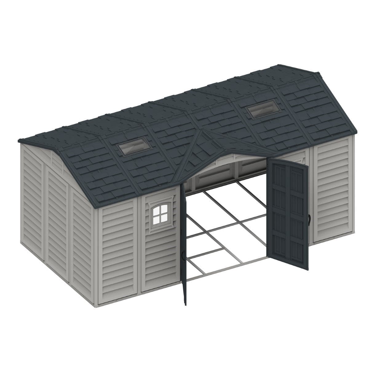 Duramax Vinyl Storage Shed Kit with Foundation DuraMax | Vinyl Storage Shed Apex Pro 10.5' x 8' x 6' with Foundation, 2 Windows & a Sidedoor | Eastern States 40116_NJ