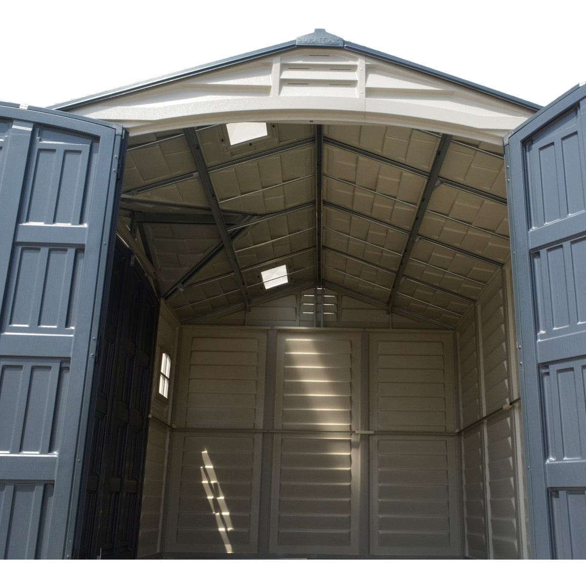 Duramax Vinyl Storage Shed Kit with Foundation DuraMax | Vinyl Storage Shed Apex Pro 10.5' x 8' x 6' with Foundation, 2 Windows & a Sidedoor | Eastern States 40116_NJ