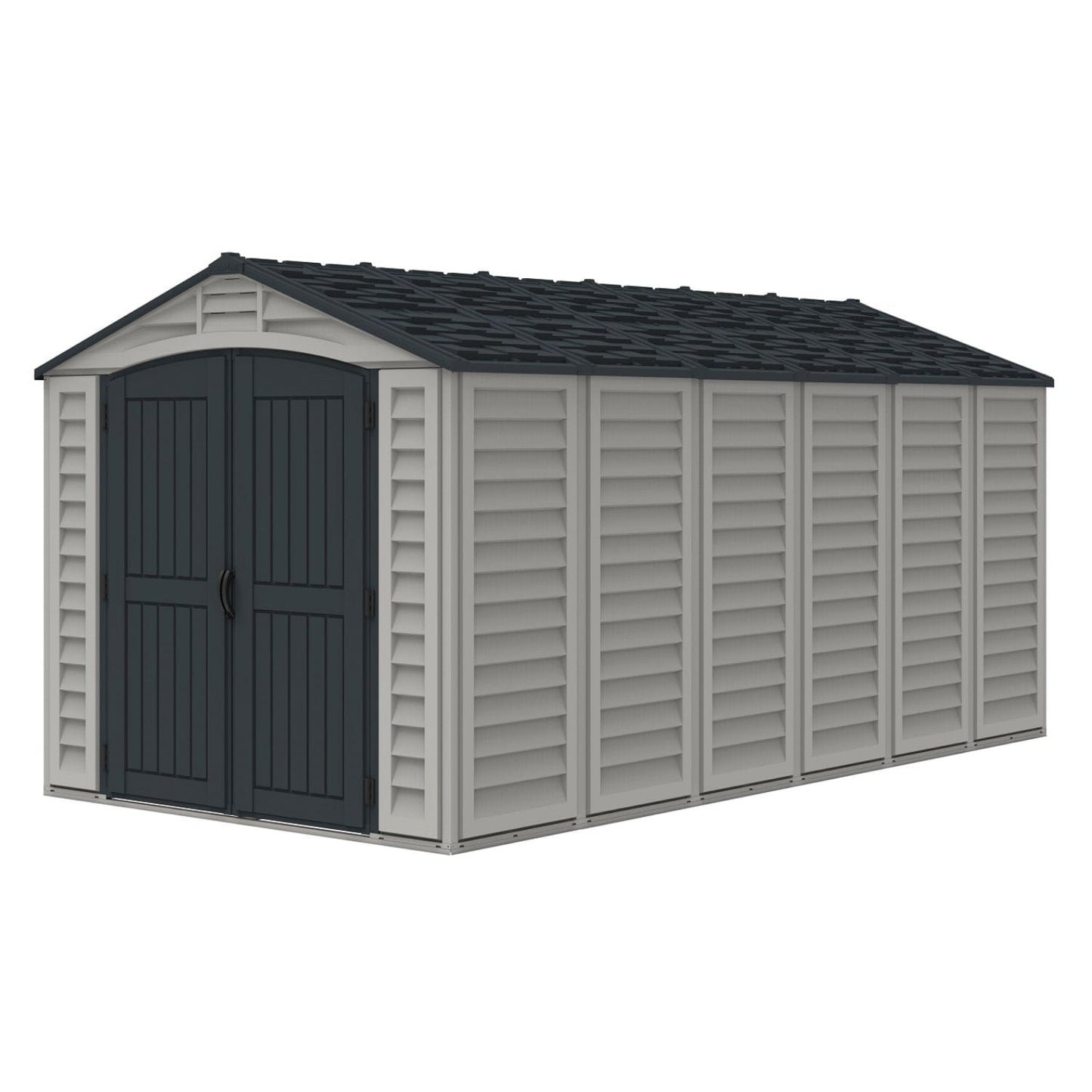 Duramax Vinyl Storage Shed Kit with Foundation DuraMax | Vinyl Storage Shed Apex Pro 15' x 8' x 6' with Foundation, 2 Windows & a Sidedoor | Eastern States 40216_NJ