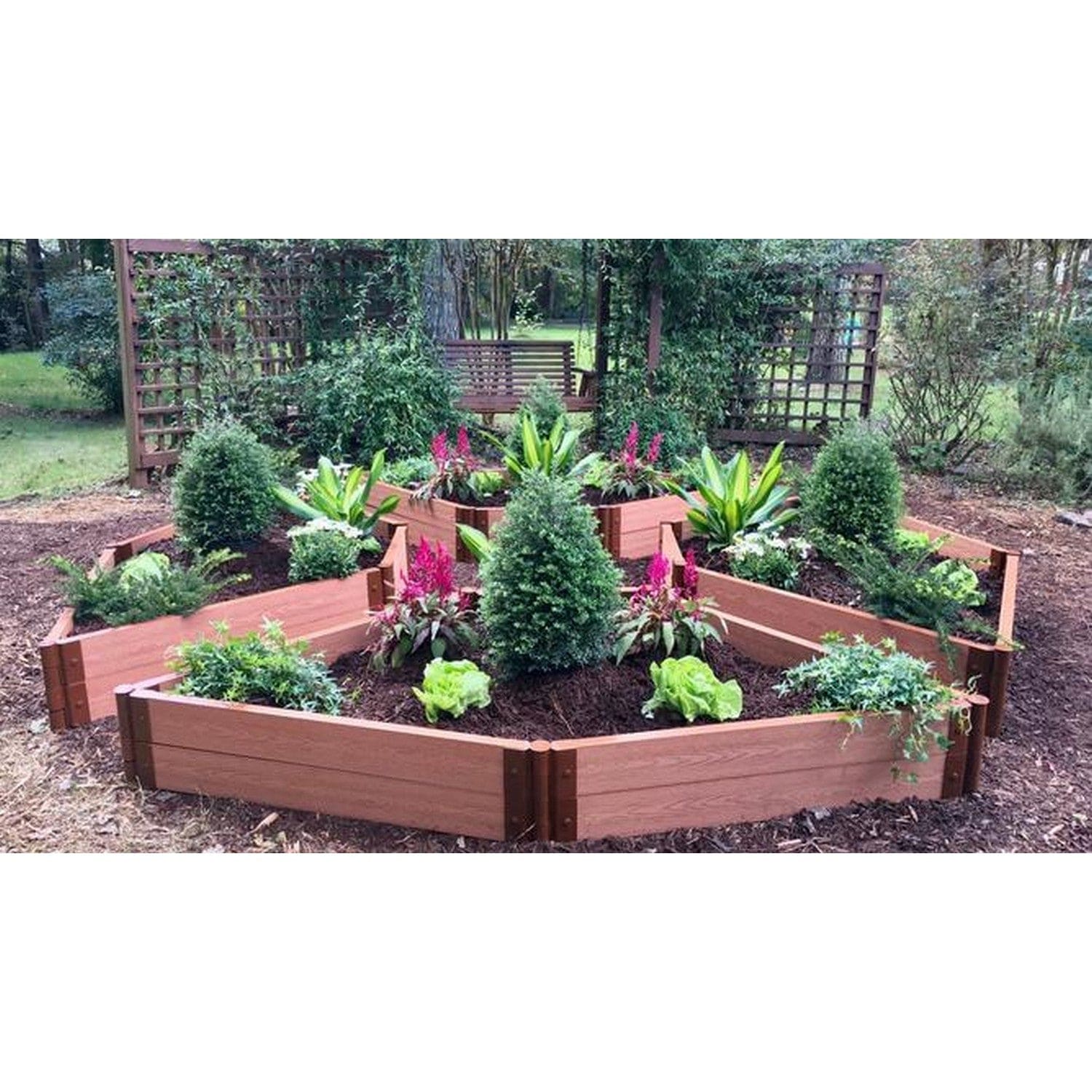 Frame It All Gardening Accessories Frame It All | Tool-Free Elizabethan Garden Raised Garden Bed (4-Sided Triangle) 12' X 12' X 16.5" - Uptown Brown - 1" Profile 200003478