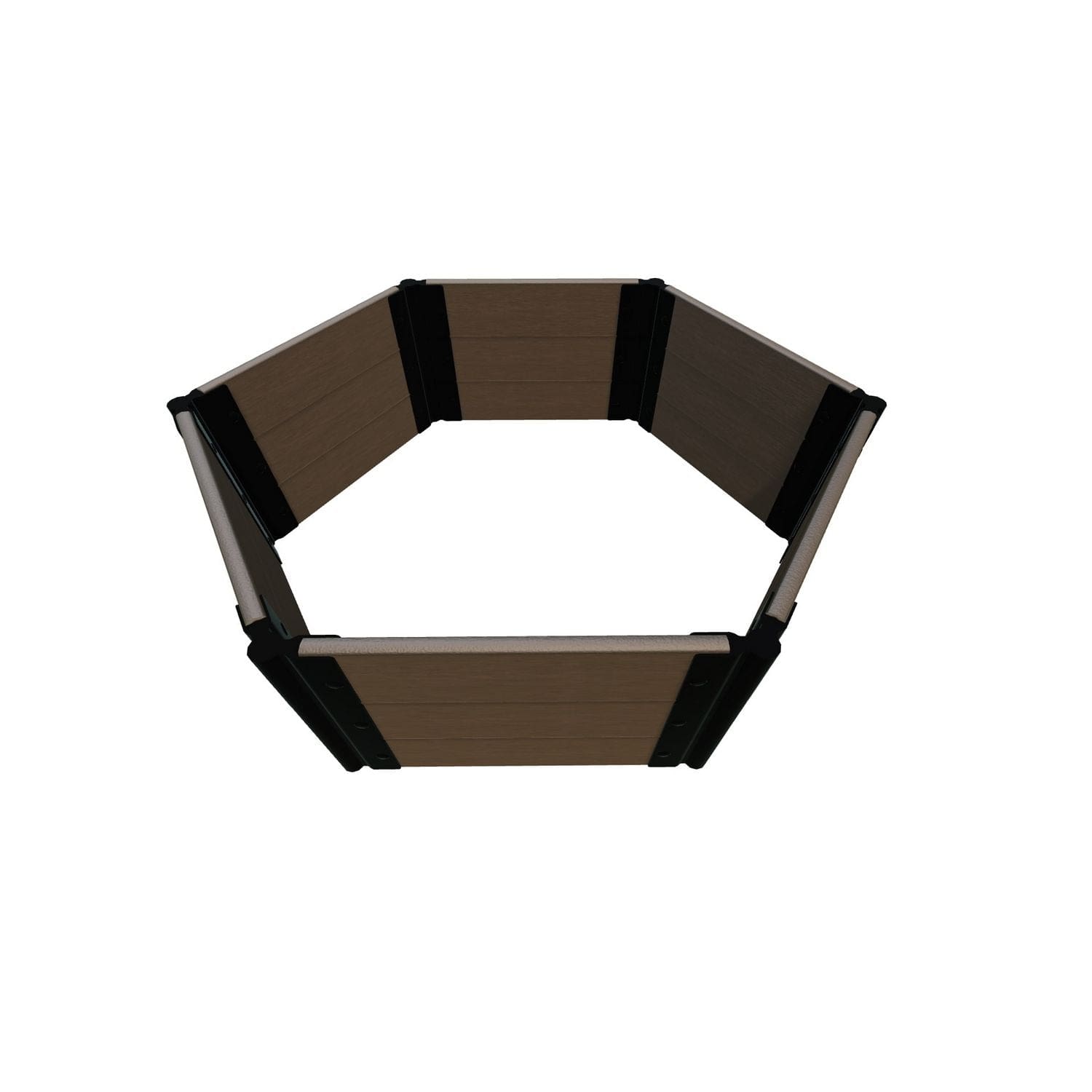 Frame It All Gardening Accessories Frame It All | Tool-Free Fort Jefferson Raised Garden Bed (Hexagon) 4' X 4' X 16.5" - Uptown Brown - 1" Profile 200003469