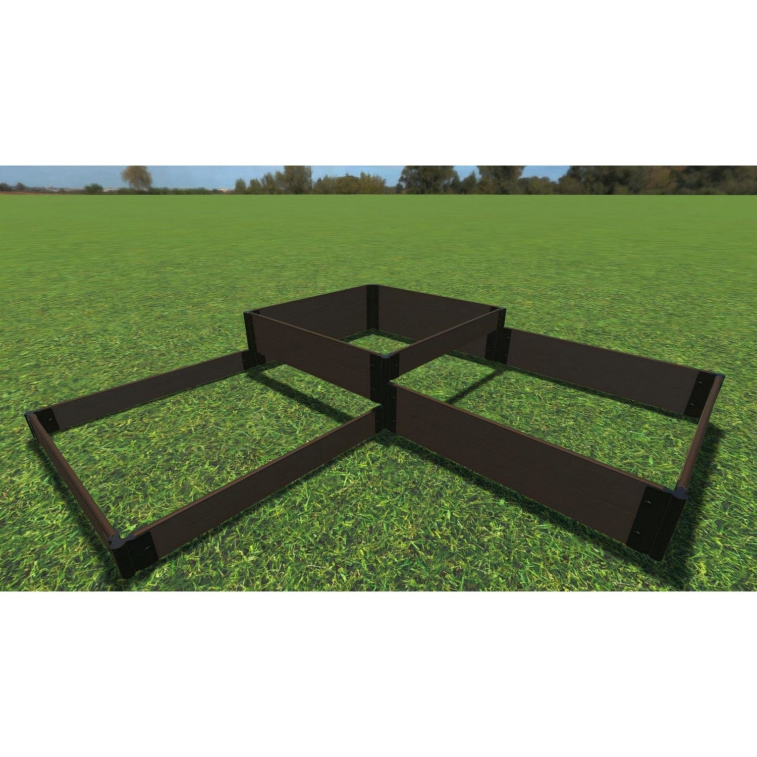 Frame It All Gardening Accessories Frame It All | Tool-Free Fort Knox Straight Corner Raised Garden Bed (Tri-Level) 8' X 8' X 16.5" - Uptown Brown - 1" Profile 800001023