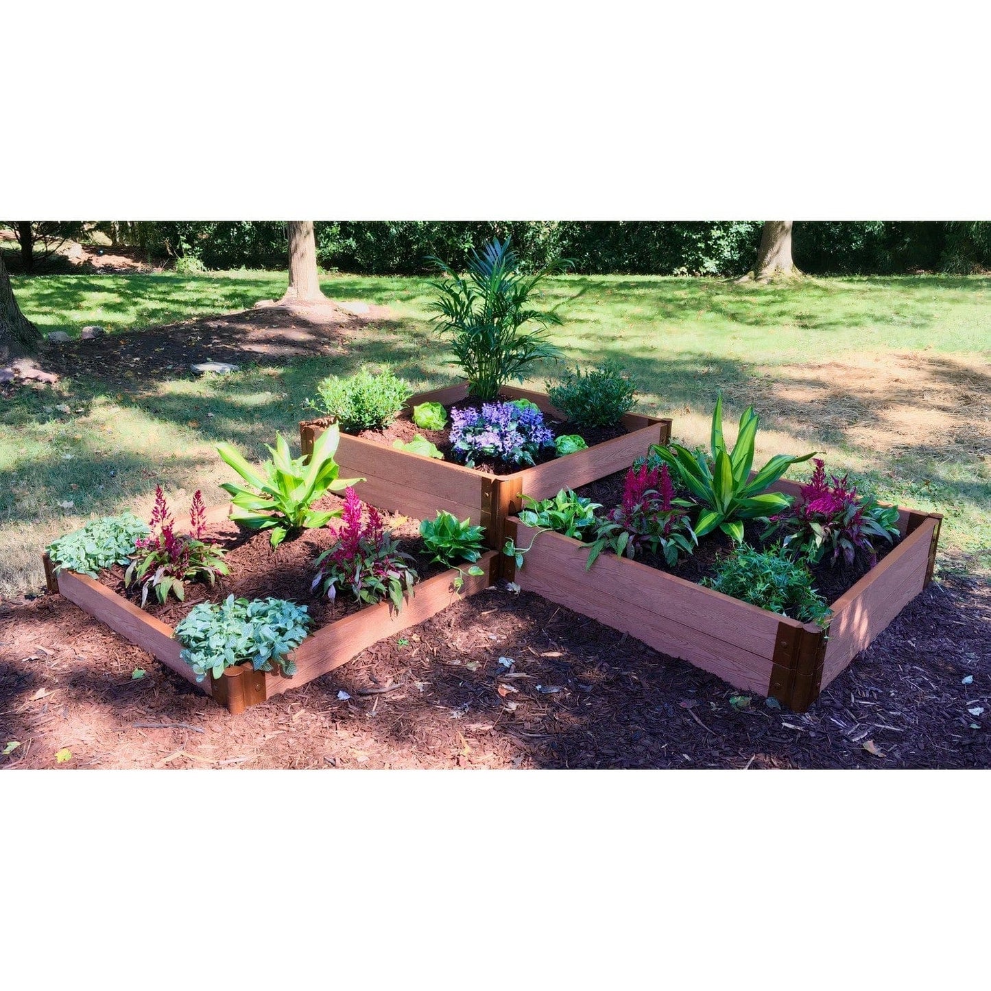 Frame It All Gardening Accessories Frame It All | Tool-Free Fort Knox Straight Corner Raised Garden Bed (Tri-Level) 8' X 8' X 16.5" - Uptown Brown - 1" Profile 800001023