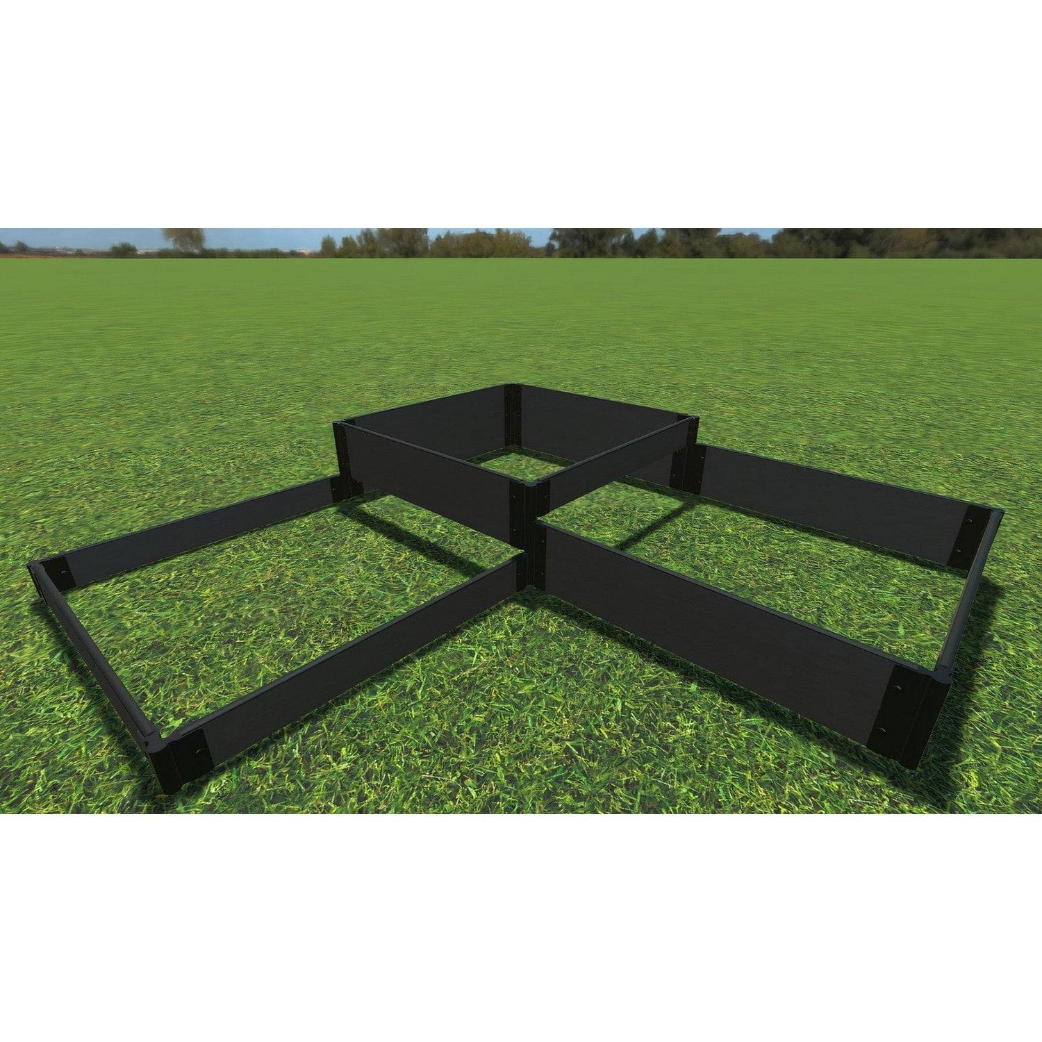 Frame It All Gardening Accessories Frame It All | Tool-Free Fort Knox Straight Corner Raised Garden Bed (Tri-Level) 8' X 8' X 16.5" - Weathered Wood - 1" Profile 800001022