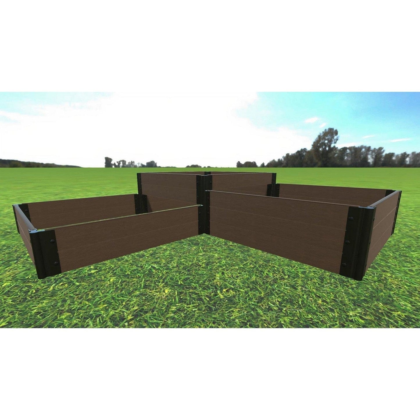 Frame It All Gardening Accessories Frame It All | Tool-Free Fort Knox Straight Corner Raised Garden Bed (Tri-Level) 8' X 8' X 22" - Uptown Brown- 1" Profile 800002023