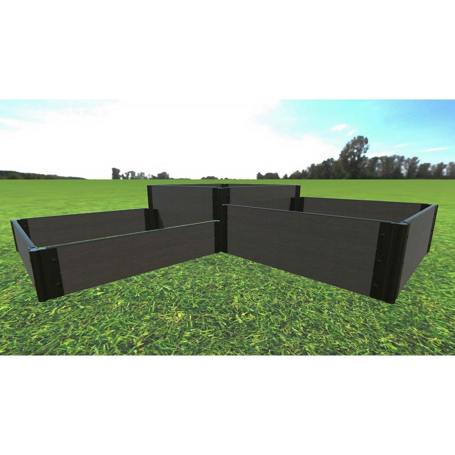 Frame It All Gardening Accessories Frame It All | Tool-Free Fort Knox Straight Corner Raised Garden Bed (Tri-Level) 8' X 8' X 22" - Weathered Wood - 1" Profile 800002022
