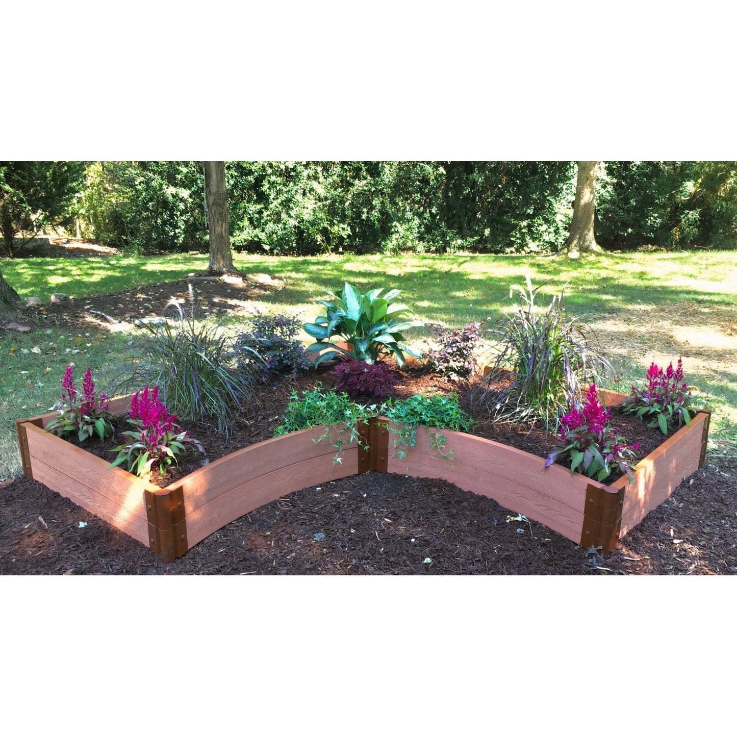 Frame It All Gardening Accessories Frame It All | Tool-Free Grand Concourse Interior Curved Corner Raised Garden Bed 8' X 8' X 11" - Uptown Brown - 1" Profile 800002028