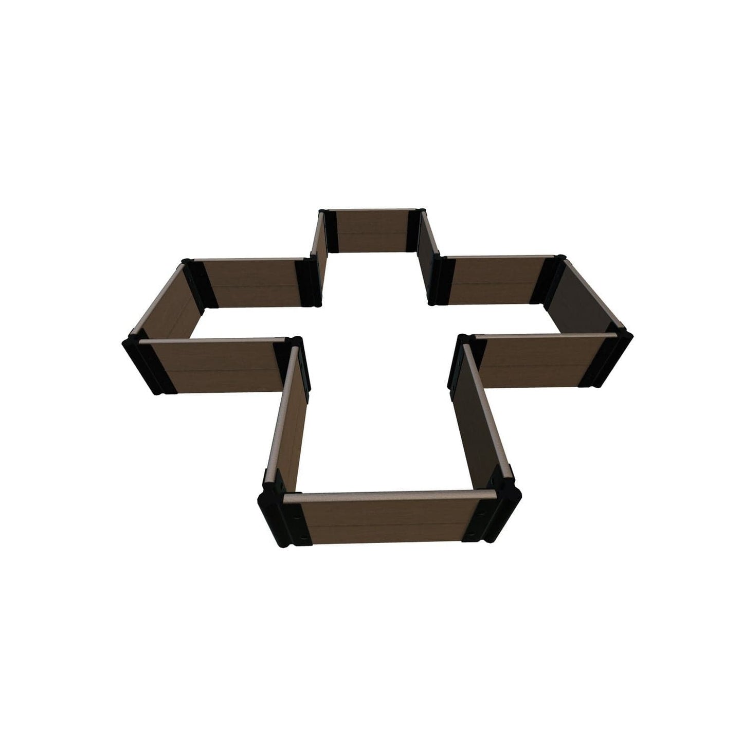 Frame It All Gardening Accessories Frame It All | Tool-Free Military Medallion Raised Garden Bed (Kit Cross) 6' X 6' X 11" - Uptown Brown - 1" Profile 200002486
