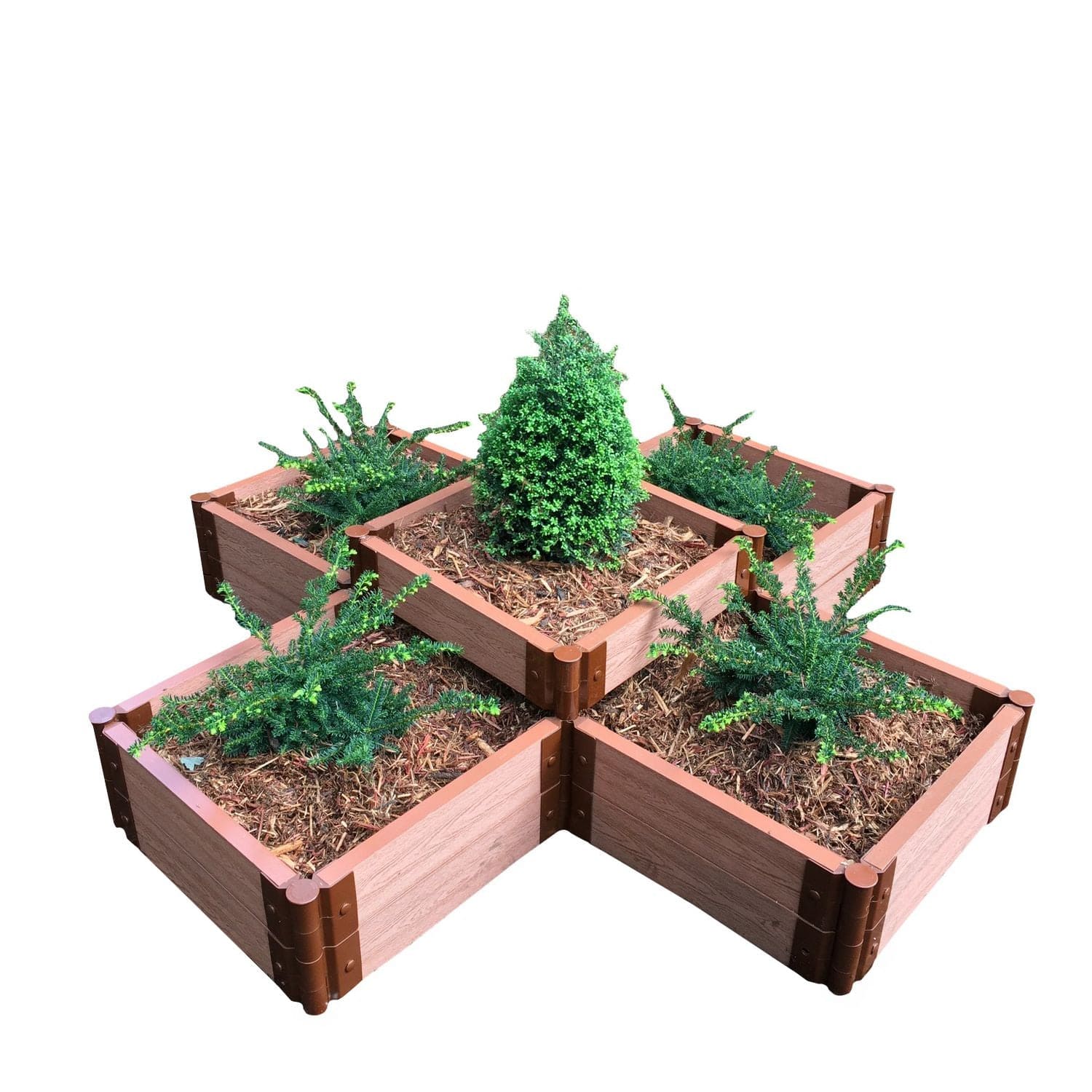 Frame It All Gardening Accessories Frame It All | Tool-Free Notre Dame Raised Garden Bed (Terraced Cross) 6' X 6' X 11" - Classic Sienna - 2" Profile 200002404