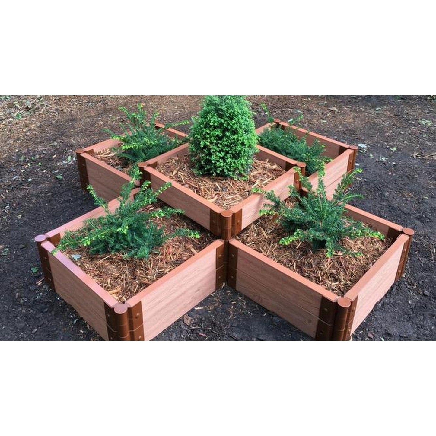 Frame It All Gardening Accessories Frame It All | Tool-Free Notre Dame Raised Garden Bed (Terraced Cross) 6' X 6' X 22" - Classic Sienna - 1" Profile 200004401