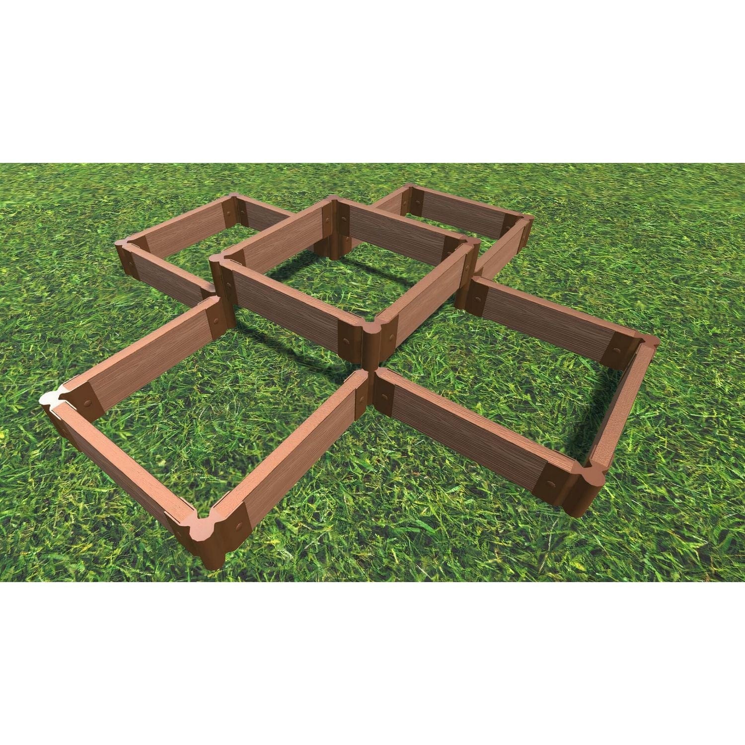 Frame It All Gardening Accessories Frame It All | Tool-Free Notre Dame Raised Garden Bed (Terraced Cross) 6' X 6' X 5.5" - Classic Sienna - 2" Profile 200001404