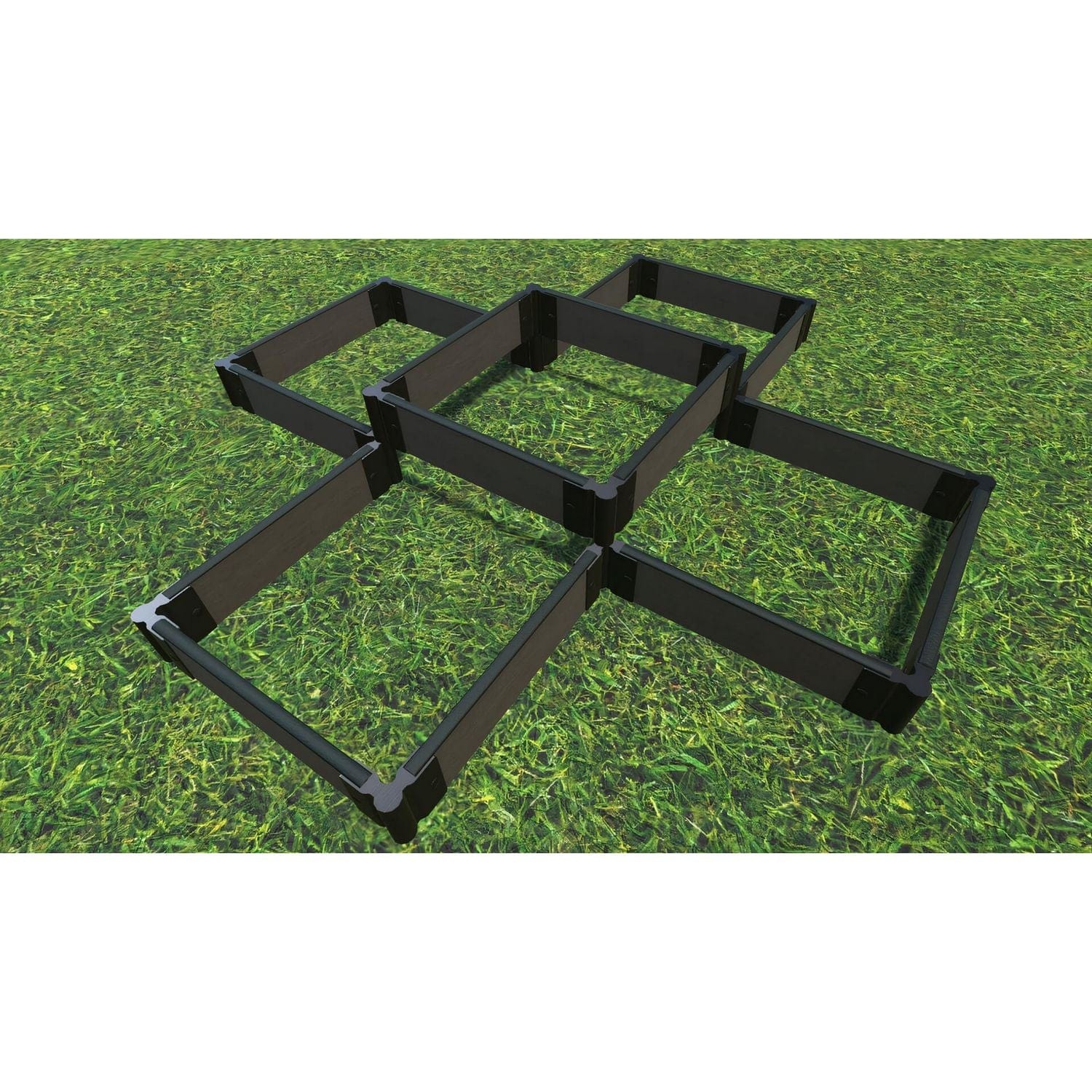 Frame It All Gardening Accessories Frame It All | Tool-Free Notre Dame Raised Garden Bed (Terraced Cross) 6' X 6' X 5.5" - Weathered Wood - 1" Profile 200001402