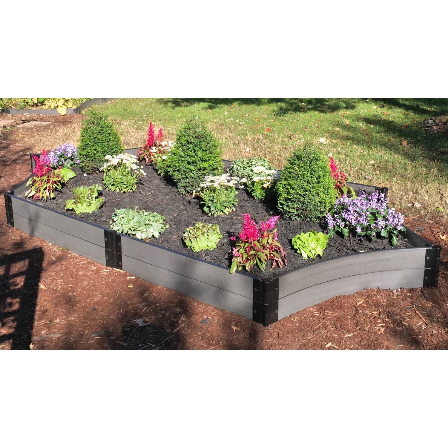 Frame It All Gardening Accessories Frame It All | Tool-Free Silver Salver Scalloped Raised Garden Bed 6' X 16' X 11" - Weathered Wood - 1" Profile 800002067