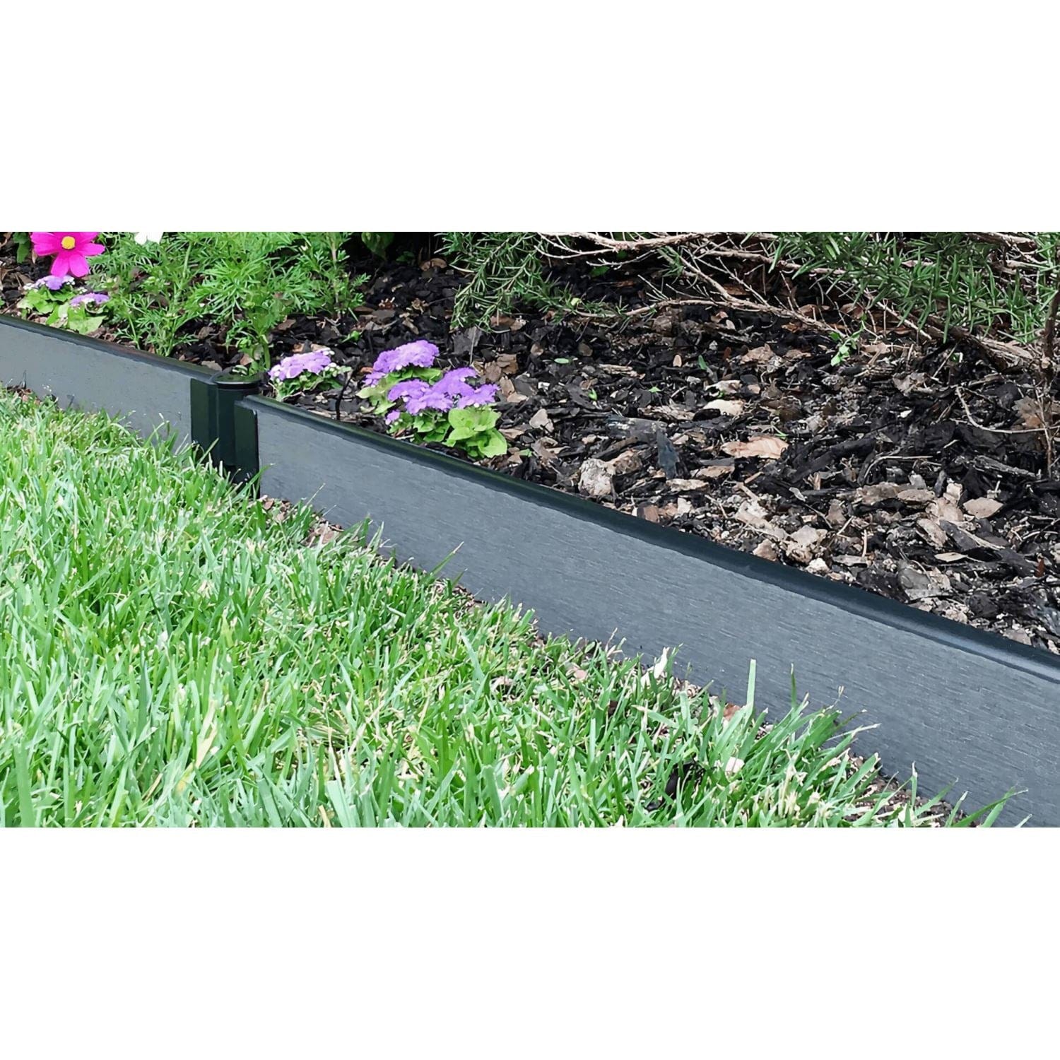 Frame It All Gardening Accessories Frame It All | Tool-Free Straight Landscape Edging Kit 16' Weathered Wood - 1" Profile 300001811